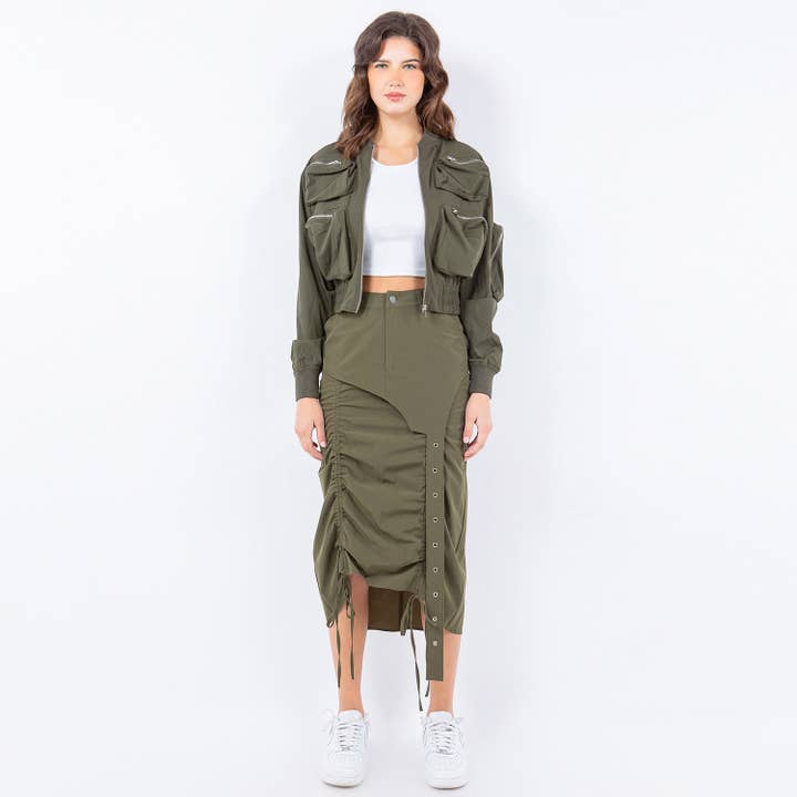 American Bazi – wholesale Kjol - Dam – SIDOSKRYNKLIGA RYNKADE NYLONKJOLAR-RSK9266NY8