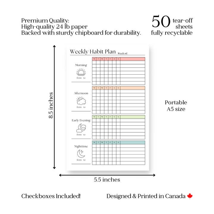 Eleventh and Taylor - Wholesale Notepad - Weekly Habit Tracker: 50 Page Tear-Off Notepad4