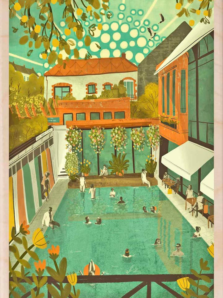 Clifton Lido, Bristol - Eco-friendly cards & magnets for wholesale by THE WOODEN POSTCARD COMPANY