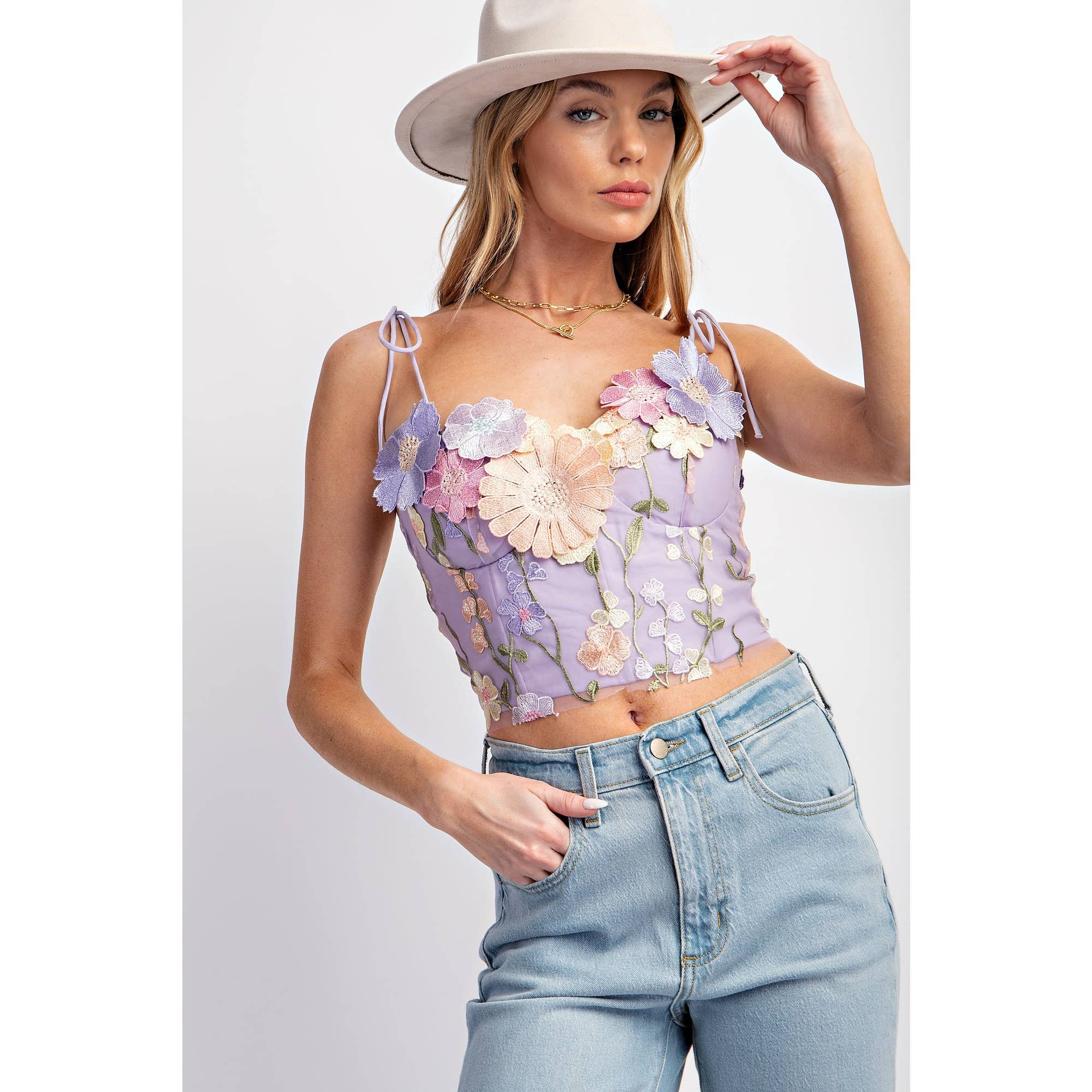Sweet Generis - Wholesale Tanktop - Dames - Top met 3D bloemenborduursel en corset4