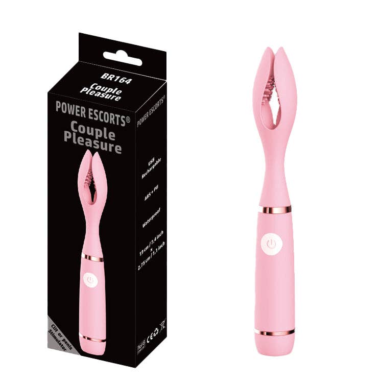 Kinky Pleasure - Wholesale Sex Toy - Power Escorts - BR164 - Couple Pleasure - Couple Vibrator - Rechargeable - Silicone - 19 × 2.75 CM - Pink0