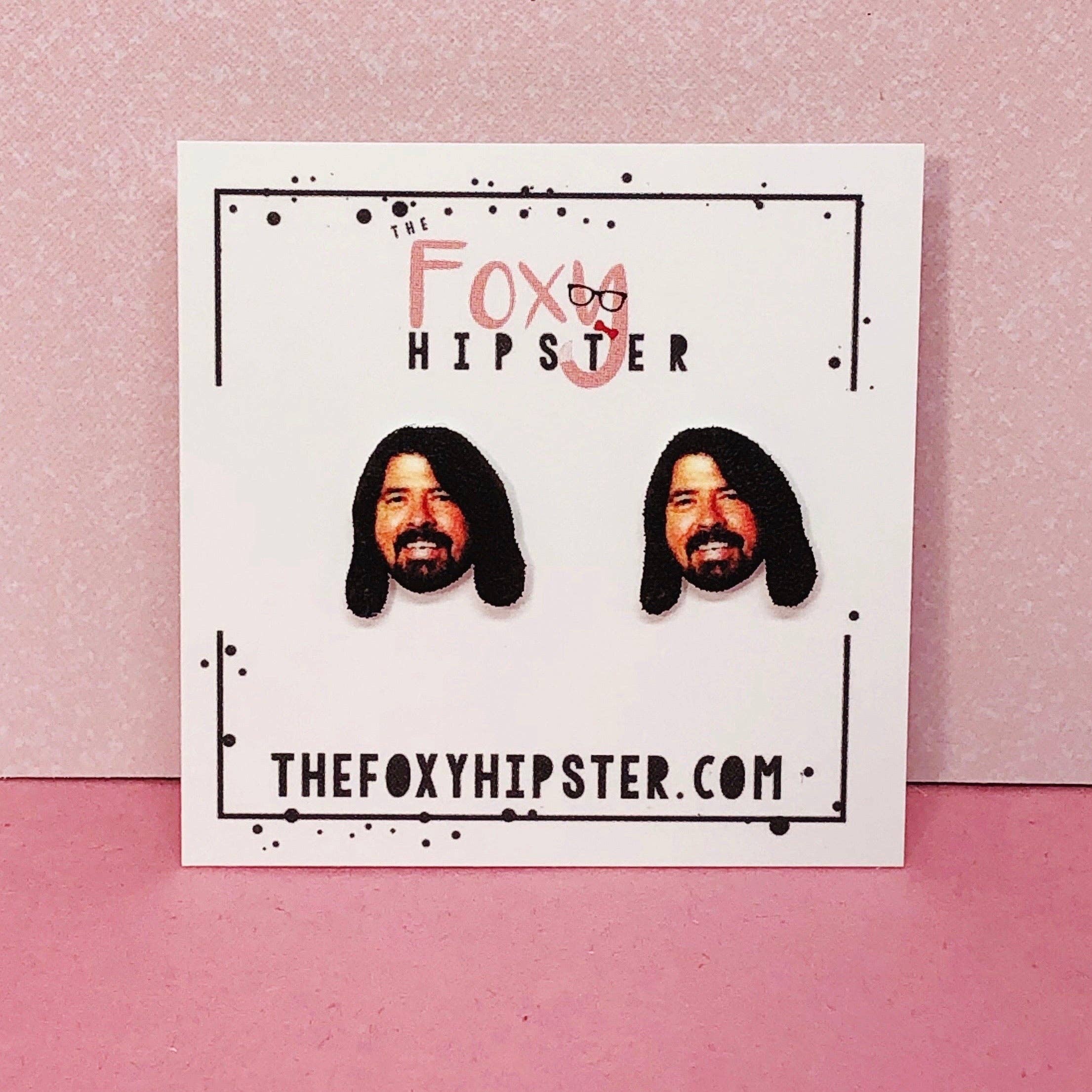 The Foxy Hipster - Venta al por mayor Pendientes de botón/aretes de poste - Pendientes Dave Grohl