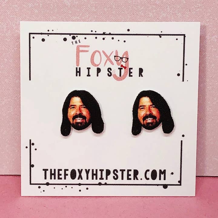 The Foxy Hipster - Venta al por mayor Pendientes de botón/aretes de poste - Pendientes Dave Grohl0