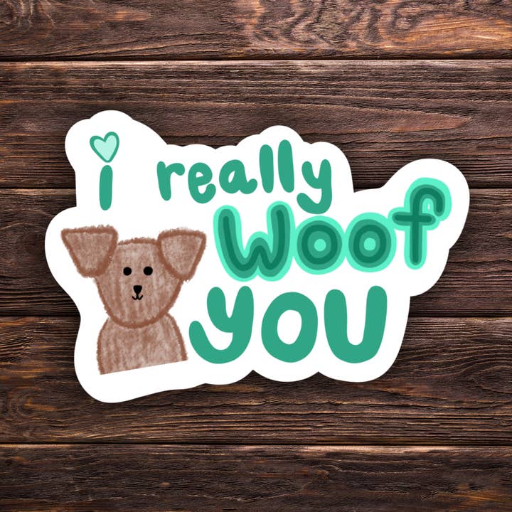 Jag Verkligen Voffar Dig | Handritad | Vinylklistermärke | Vattentåligt Klistermärke | Nyhet | Gullig för wholesale av Atomic Cactus Stickers