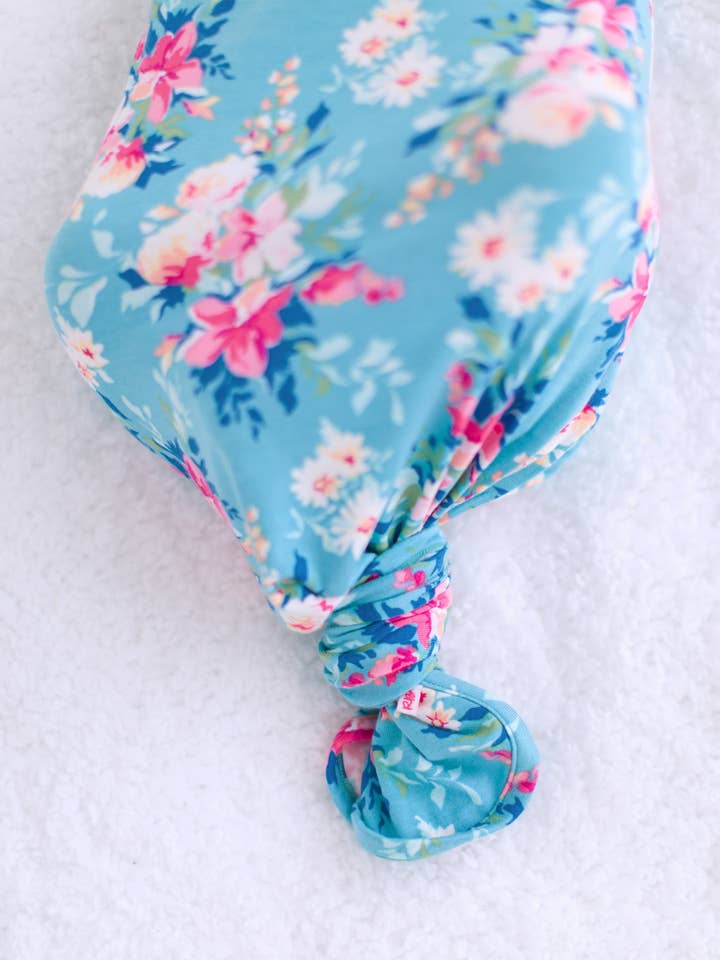 Blue Baby Girls Fancy Me Floral Bamboo Viscose Knotted Ruffle Gown & Hat Set
for wholesale on Faire