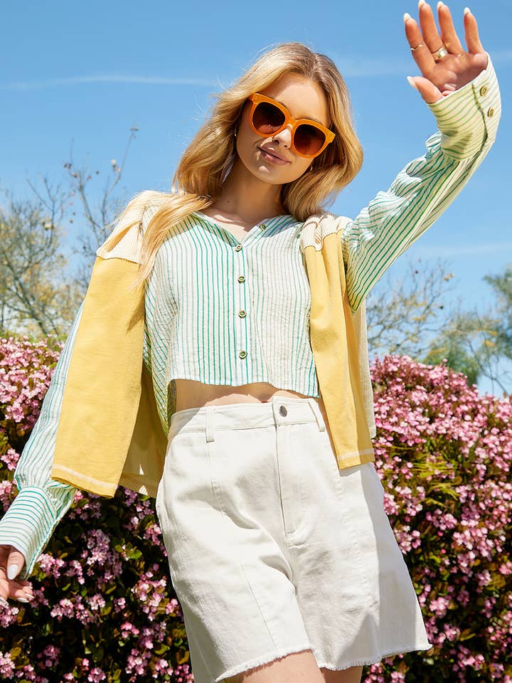 55916 Smocked Back Shirt for wholesale by Mystree