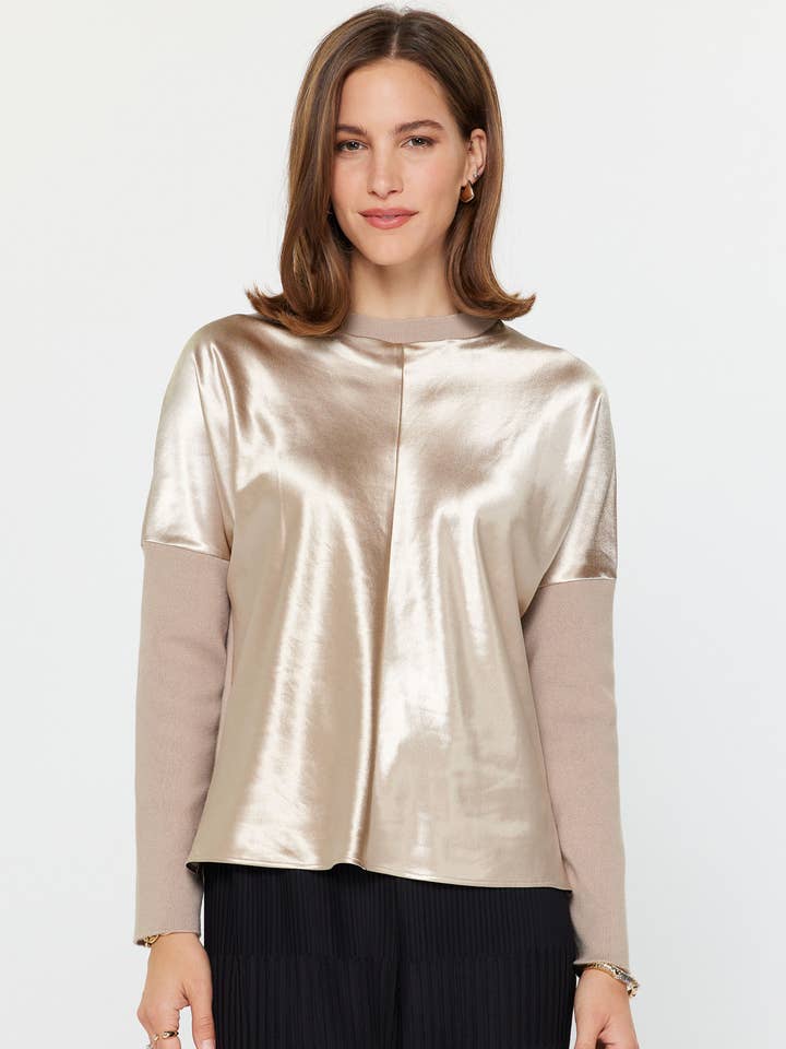 Haut en maille à devant métallique pour la vente par Current Air