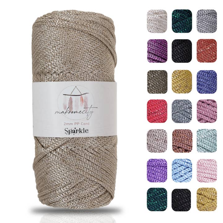 Cordon macramé en polyester scintillant 2 mm x 125 yards (375 pieds) pour la vente par Makromecity