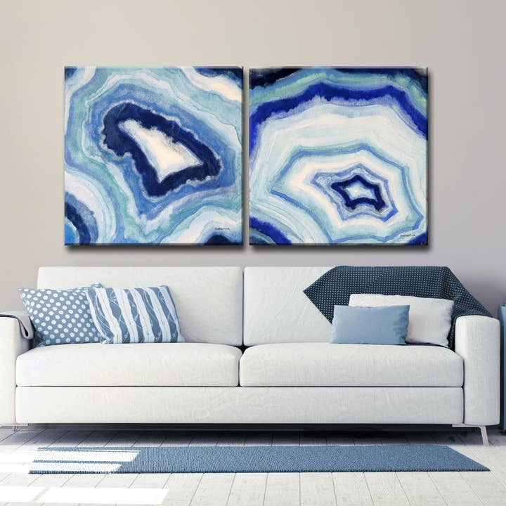 Ready2hangart‚ñ¢ 'Ocean Geode I/II' af Norman Wyatt Jr. Lærred kunst sæt for engroshandel hos Ready2hangart, Inc.
