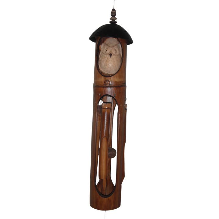 Cohasset Gifts - Wholesale Wind Chime - Jendela w/Owl bamboo Wind Chime