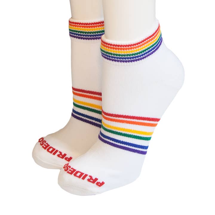Pride Socks - Wholesale Socks - Unisex - Athletic Shorty Rainbow Socks- Large