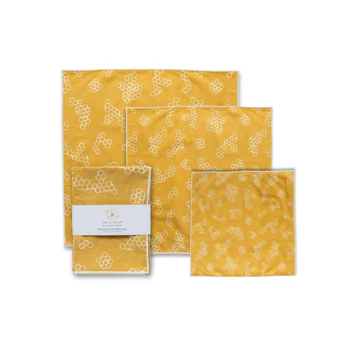 NEW! Everyday Reusable Gift Wrap - Mustard Honeycomb print for wholesale by Bee's Wrap