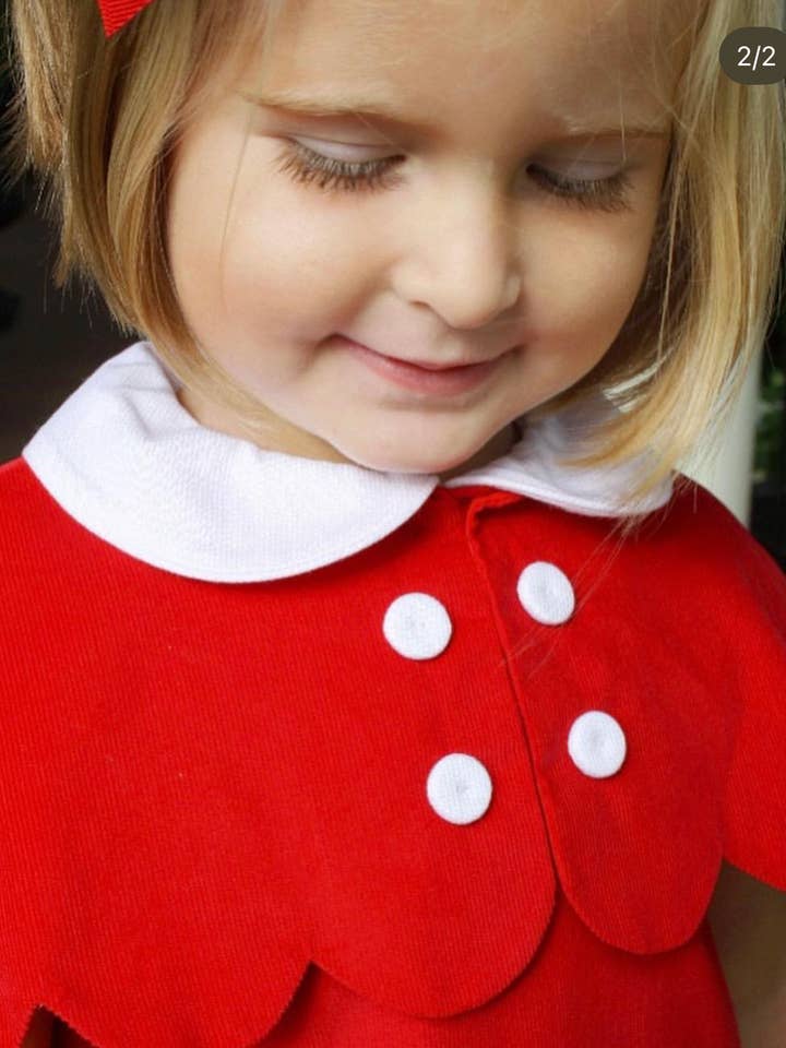 Posh Pickle – wholesale Dress – Kids – The Capelet Dress in Evelyn - Red Pinwale Corduroy3