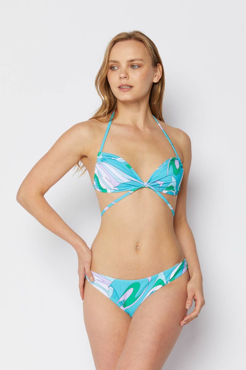 MARINA WEST SWIM – wholesale Tvådelad baddräkt - Dam – Triangel bandeau 3 delar simning med omlottkjol, SPB324-SWGRN3