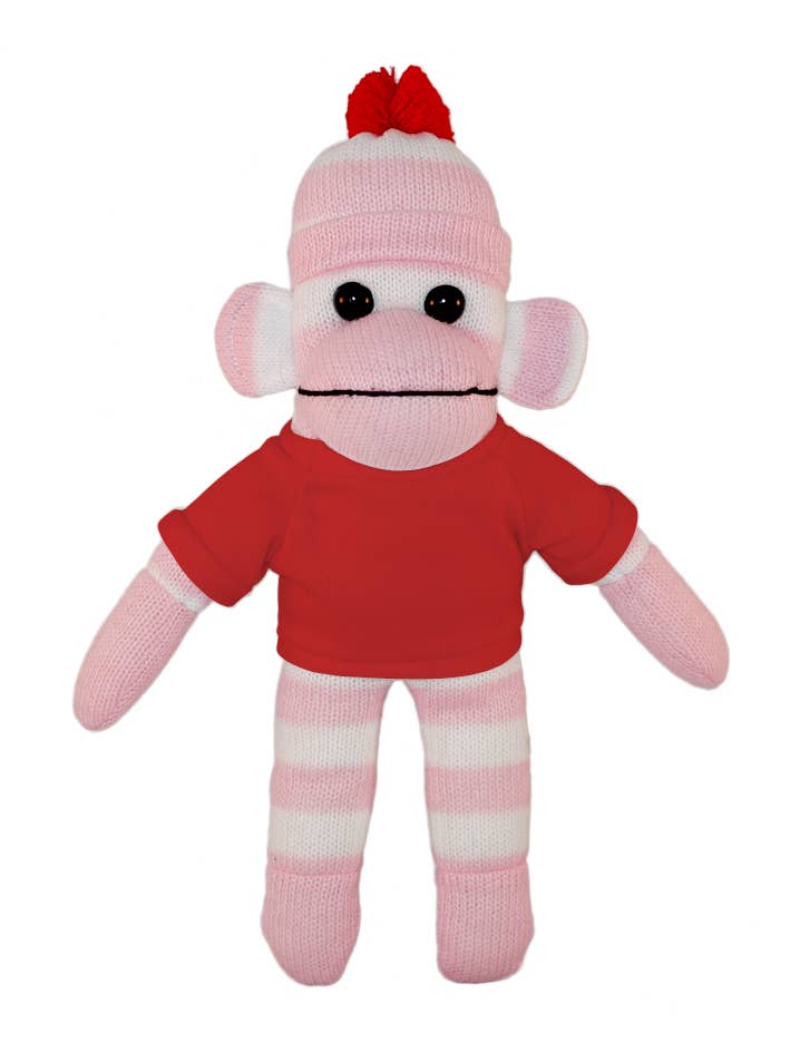 Plushland – Großhandel Kuschel-/Plüschtier – Kind & Baby – Pink Sock Monkey Sitzsack Tier 25,4 cm8