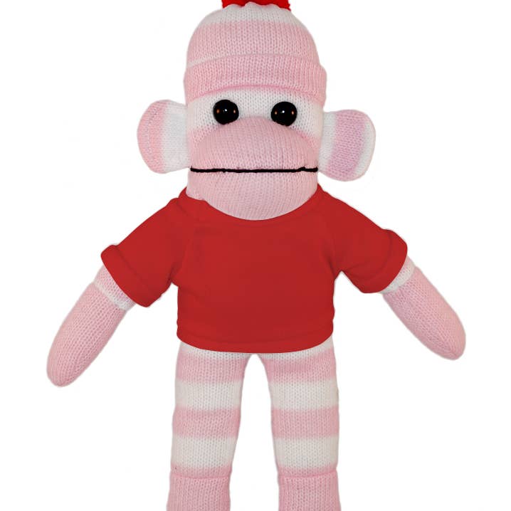 Plushland - Wholesale Stuffed/plush toy – Kids & baby - Pink Sock Monkey Bean Bag animal 10"8