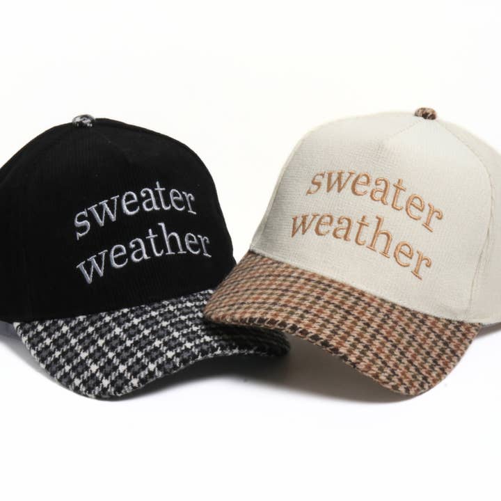 David And Young - Wholesale Baseball Cap - Women's - SWEATER WEATHER Embroidered Corduroy Plaid Brim Fall Cap2