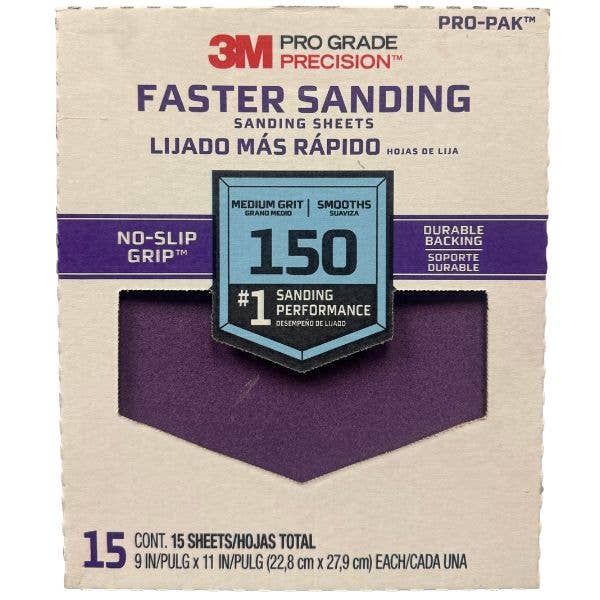 3M Pro Grade Sanding - #85349 - 15Count 9"x11" Sheet Pack for wholesale by St. Louis Wholesale LLC