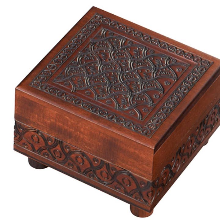Wooden Carved Trick Box for wholesale by M Cornell Importers Inc