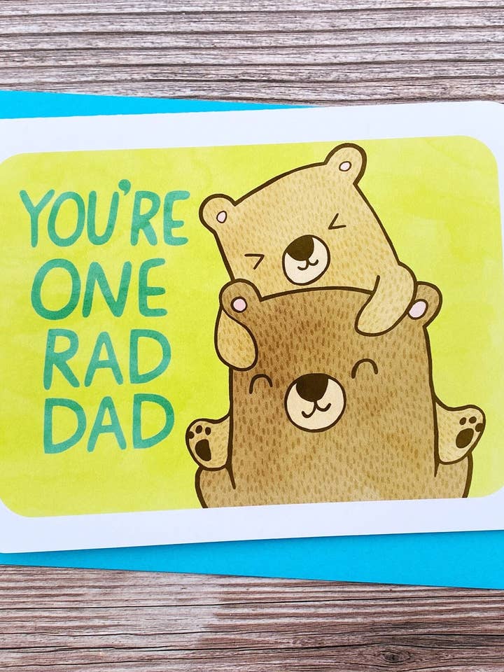 Rad Dad Bear - Father's Day Appreciation Card for wholesale by My Zoetrope