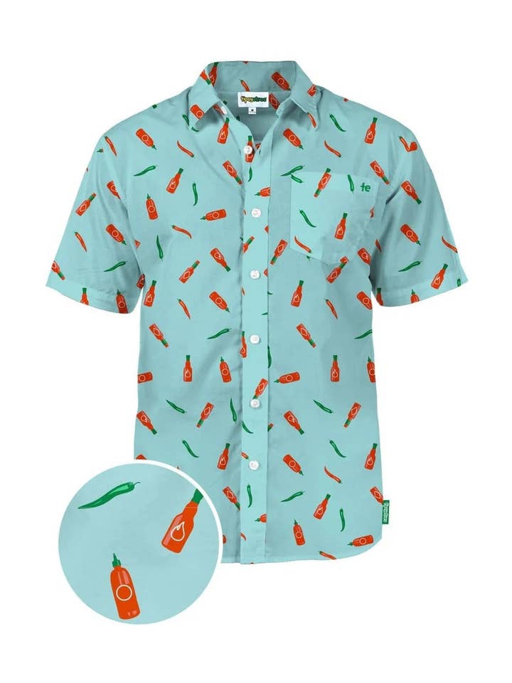 Tipsy Elves - Vente Chemise à col boutonné – homme - Chemise hawaïenne d'été sauce piquante - Chemise à boutons chili pour homme