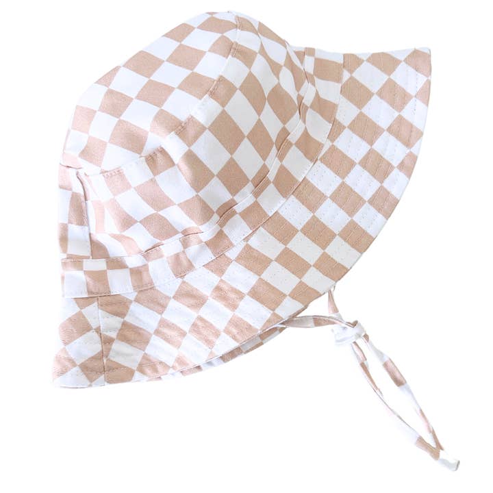 Caramel Check Cotton Bucket Hat for wholesale by Kinnder