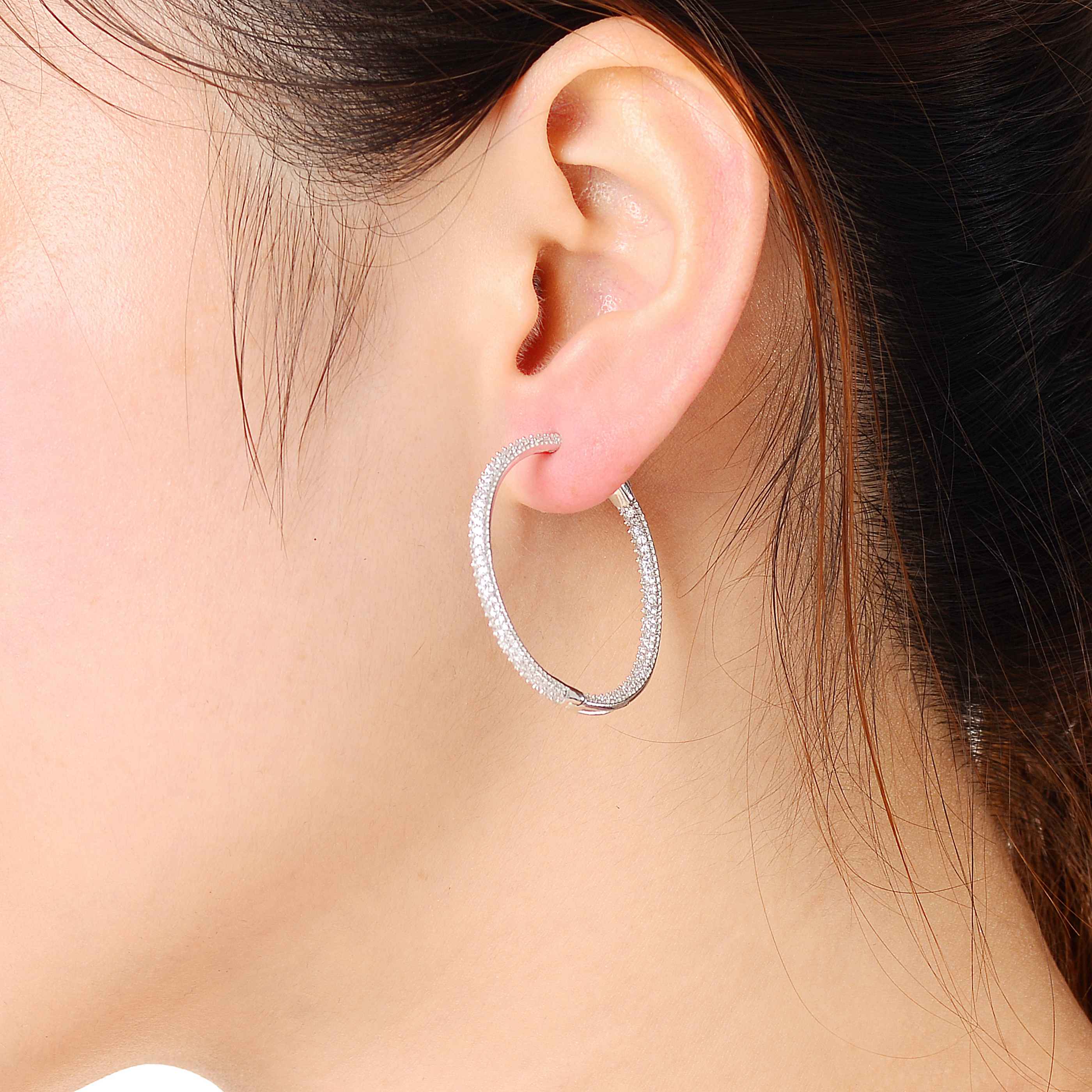 Genevive - Vendita all'ingrosso Orecchini a cerchio - Orecchini in argento sterling con zirconi cubici (7284)2