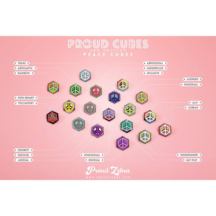 Proud Zebra - Venta al por mayor Botón/prendedor - Agender Flag - Pin de cubo de paz11