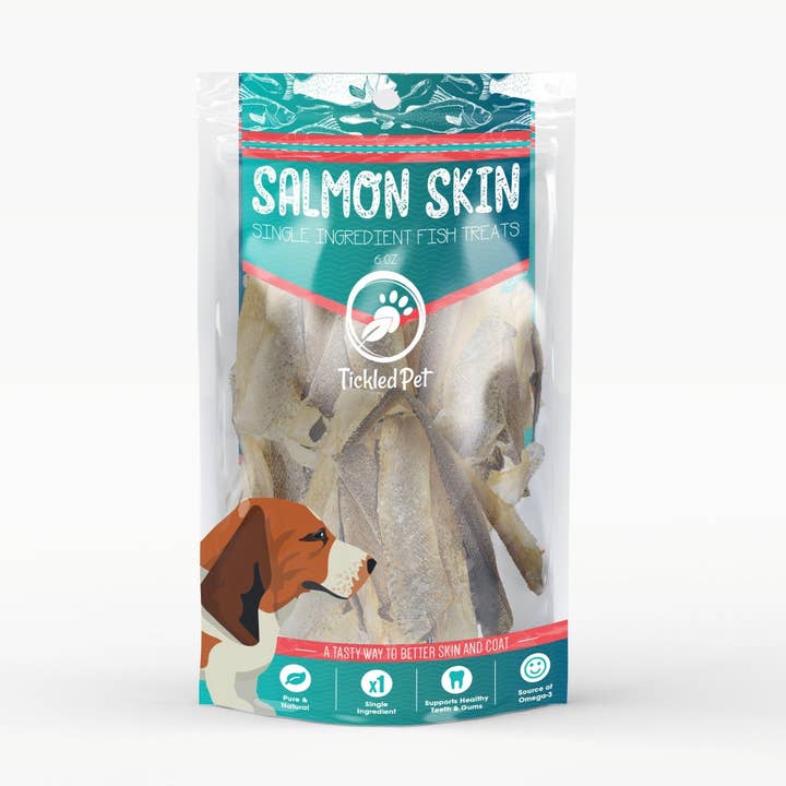 TickledPet - Wholesale Pet Treats - Dog - Salmon Skins 6 oz retail bag0
