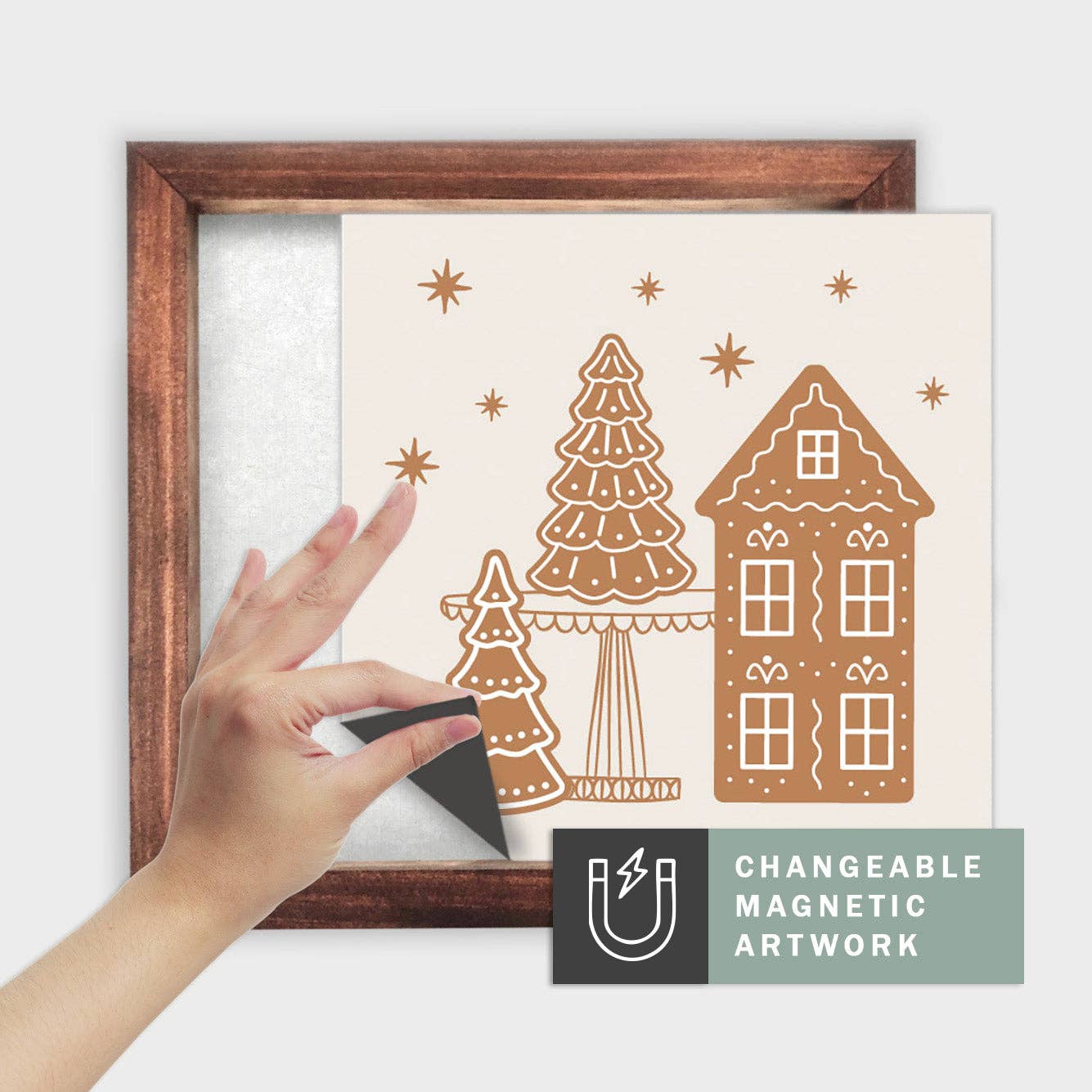 Simpler Seasons Decor – Arte de parede de Natal por atacado – Inserto Magnético de Decoração Sazonal para Placa Intercambiável (Médio): Casa de Gengibre e Árvores | Natal & Inverno | Placa Magnética Vendida Separadamente0