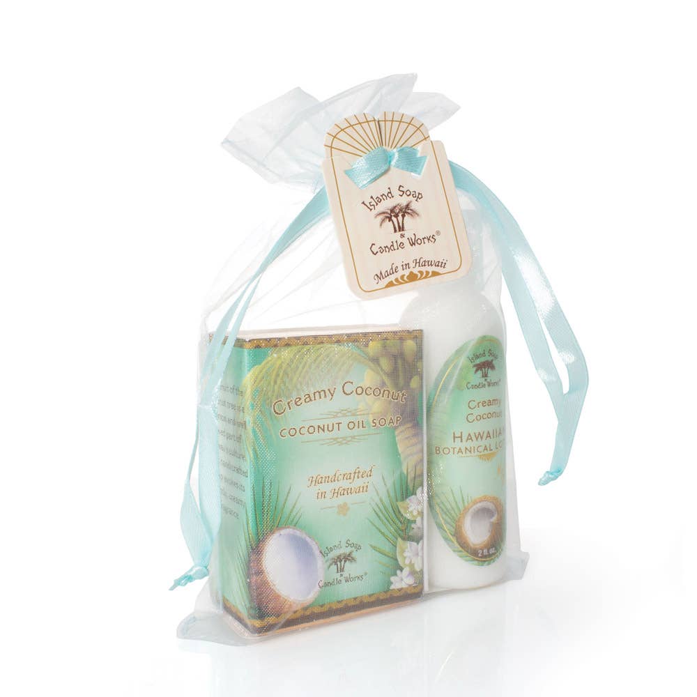 Island Soap & Candle Works - Wholesale Gift Bag Set/Pack - Creamy Coconut Organza Gift Bag1