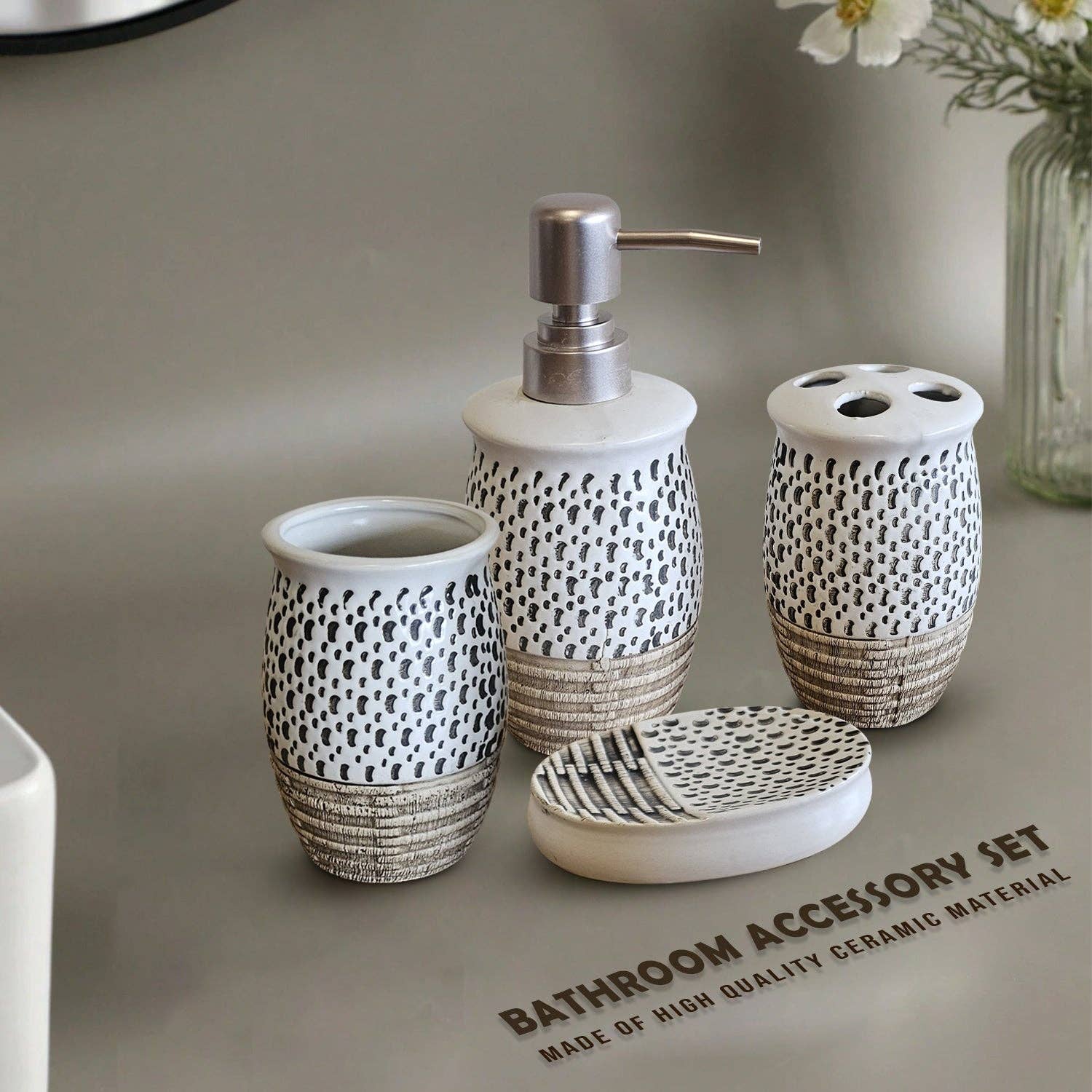 Ledsone – wholesale Bathroom accessory set – Bathroom Accessory Set 4 Pcs Decorative Bath Accessories Set ~54215