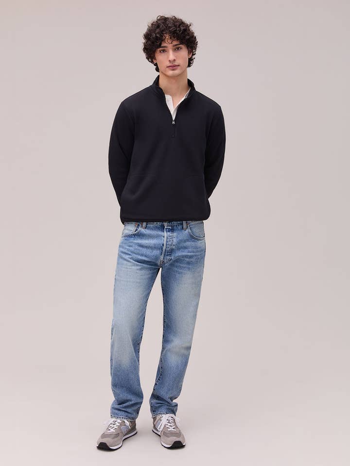 Mens Recycled Fleece Quarter Zip - Recycled Fleece - Black for wholesale by Andie + Richer Poorer