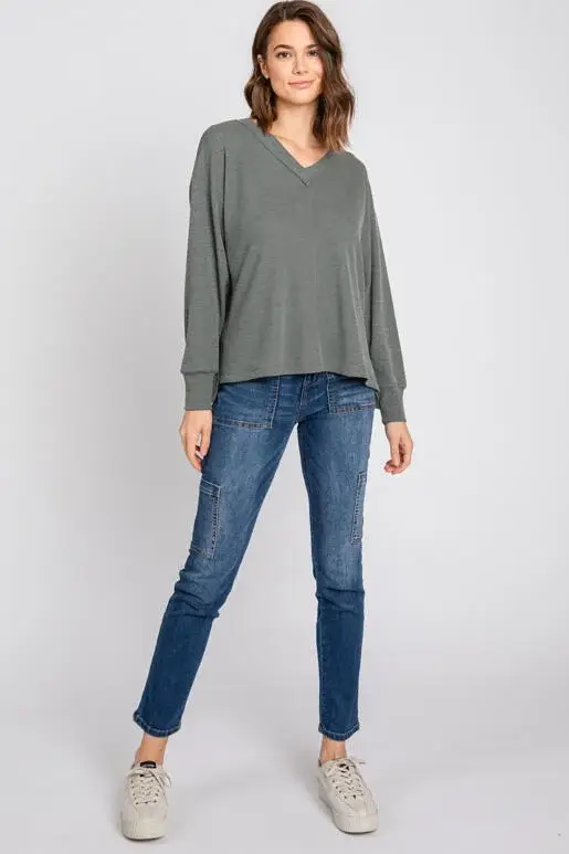 Dk Olive Thermal Long Sleeve Top - T31146 for wholesale on Faire4