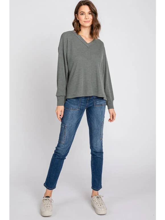 Dk Olive Thermal Long Sleeve Top - T31146 for wholesale on Faire4