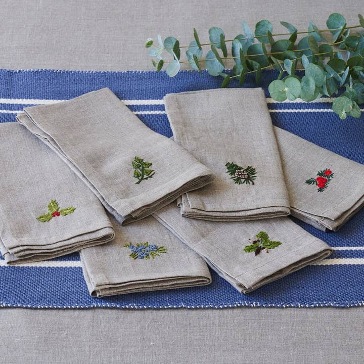 EmbroideryNTA - Wholesale Dinner & Cloth Napkin - Embroidery Linen Napkins, Hand Embroidered Linen Table Decor