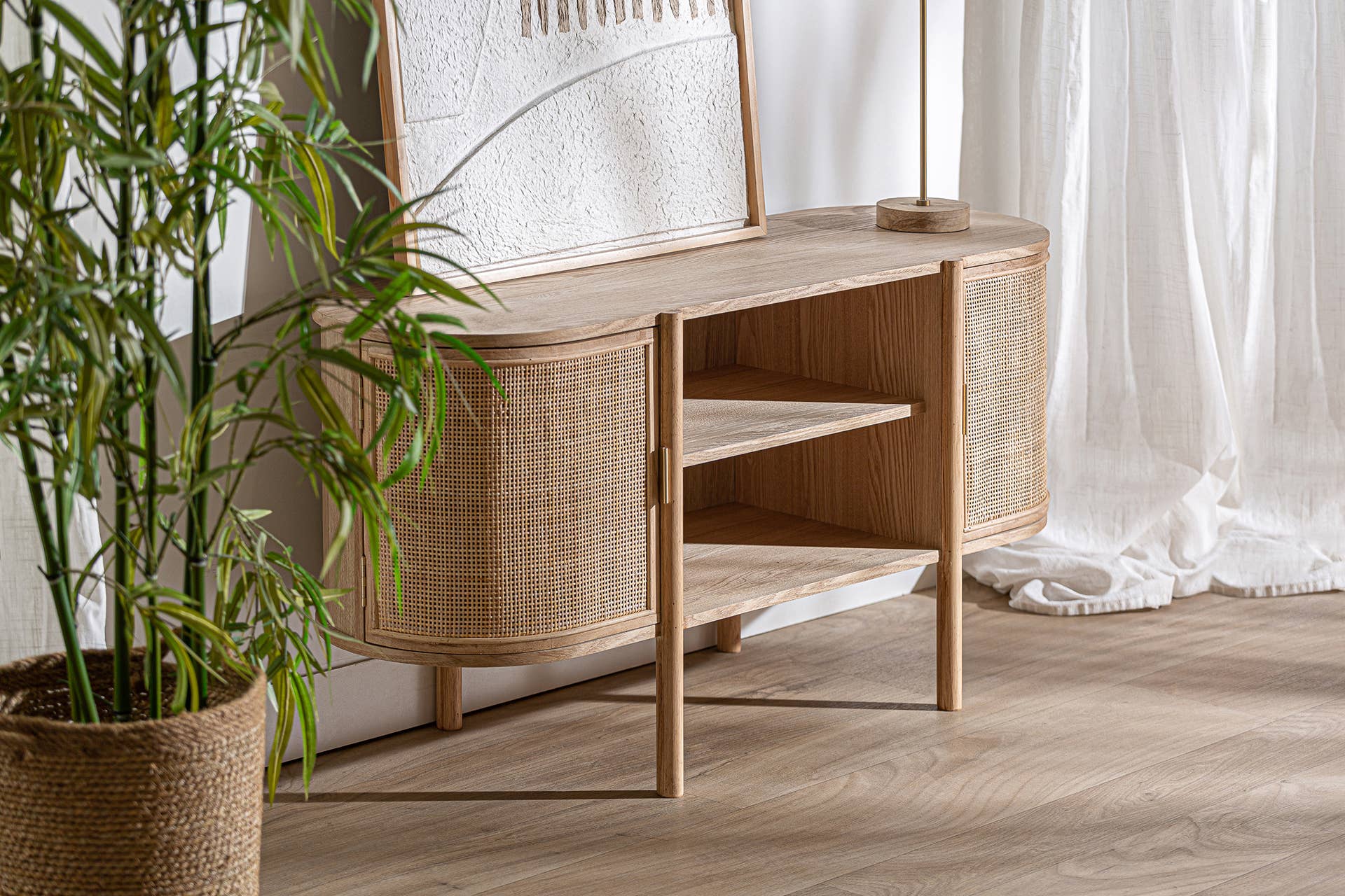 Kodu Home Design – Mesa consola por atacado – Rack de TV de madeira marrom, 120x43x60 cm5