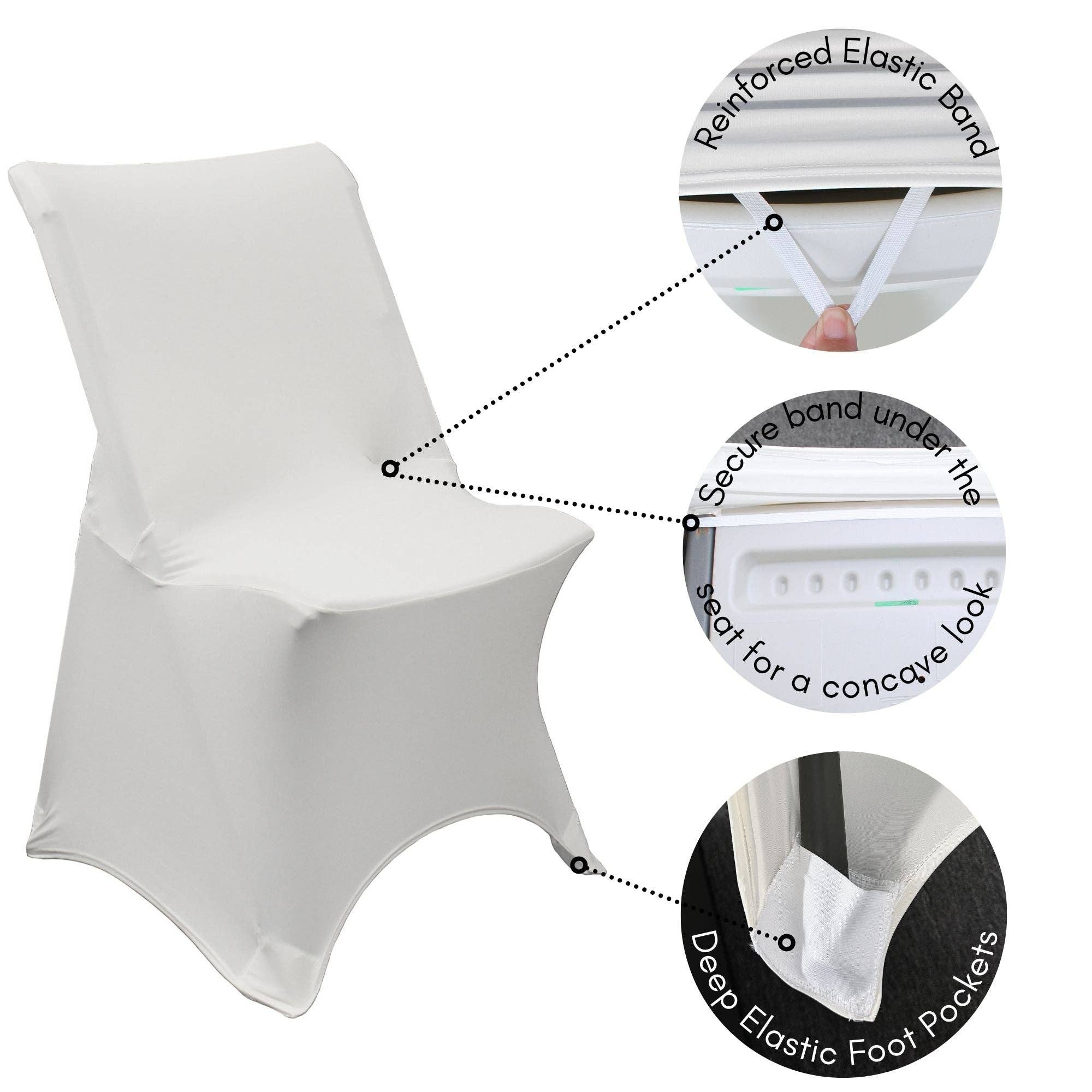 YOUR CHAIR COVERS - Wholesale Chair/Sofa Slipcover - Stretch Spandex Lifetime Folding Chair Cover White4