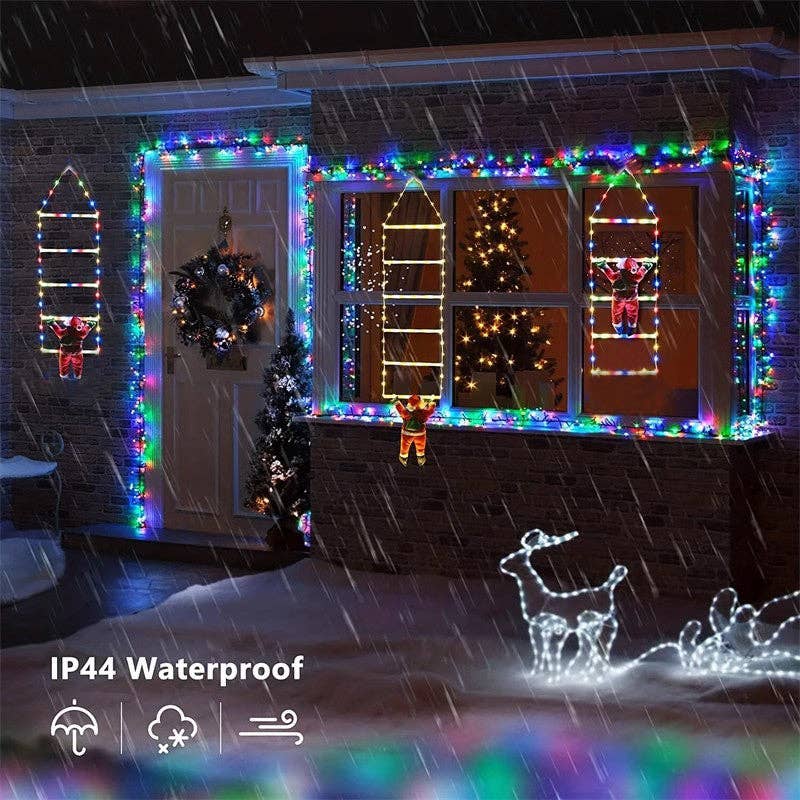Infinite Basics - Wholesale Outdoor/Lawn Light - Climbing Santa LED Ladder Lights  - 1m Festive Holiday Decoration for Indoor & Outdoor Use, 8 Lighting Modes, Remote Controlled1