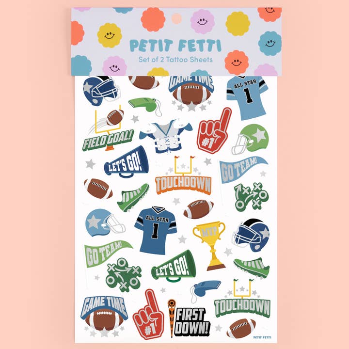 Petit Fetti - Wholesale Temporary Tattoo - Kids - Football Temporary Tattoos, Party Favors, NFL Sports Decor