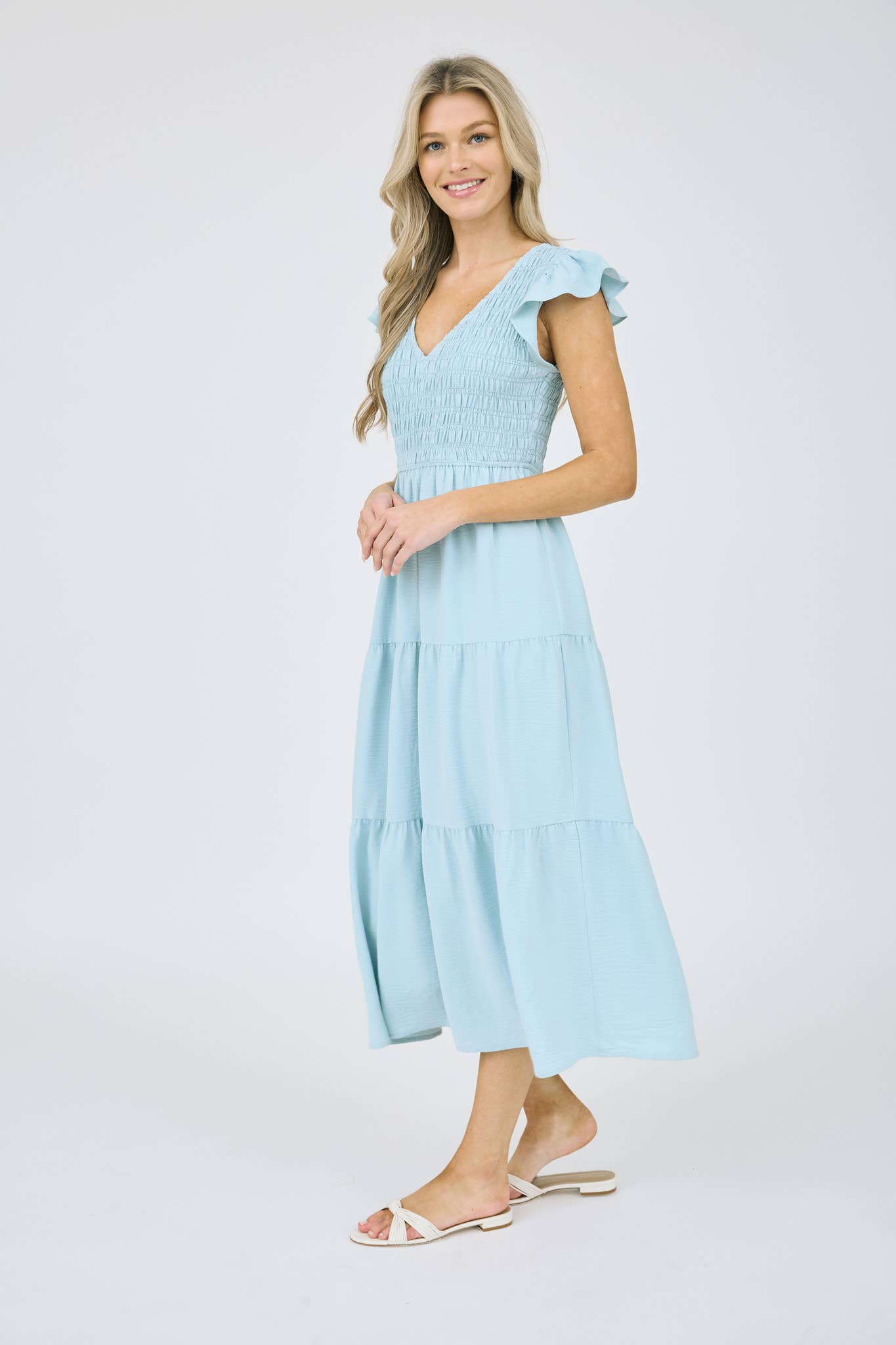 Blu Pepper - Wholesale Dress - Women's - FLUTTER SLEEVE MAXI DRESS35