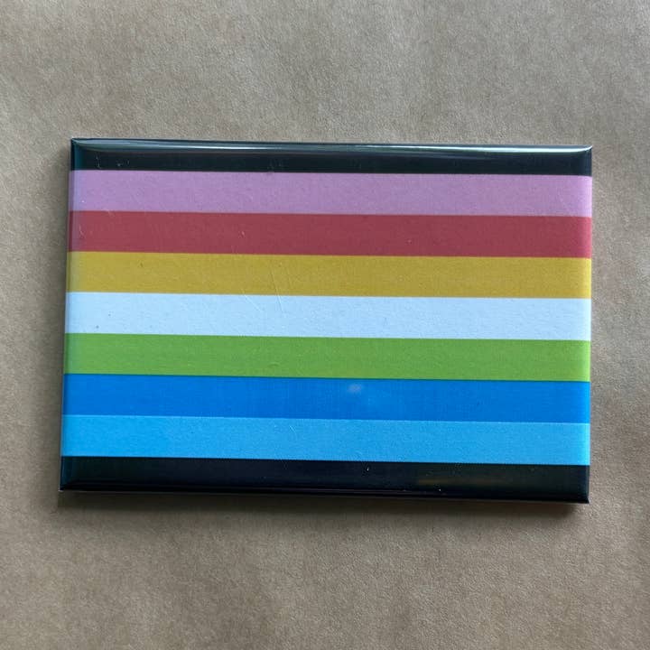 Magnete con bandiera dell'orgoglio queer per la vendita all'ingrosso da parte di Diem Designs Studio