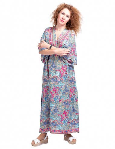 Beige Jurk met V-achterprint voor groothandel op Faire3