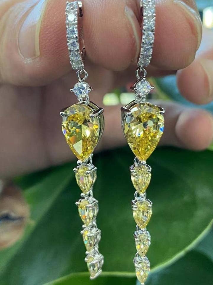 Sunburst Yellow Crystal Drop Earrings for wholesale by By lilly Paris
