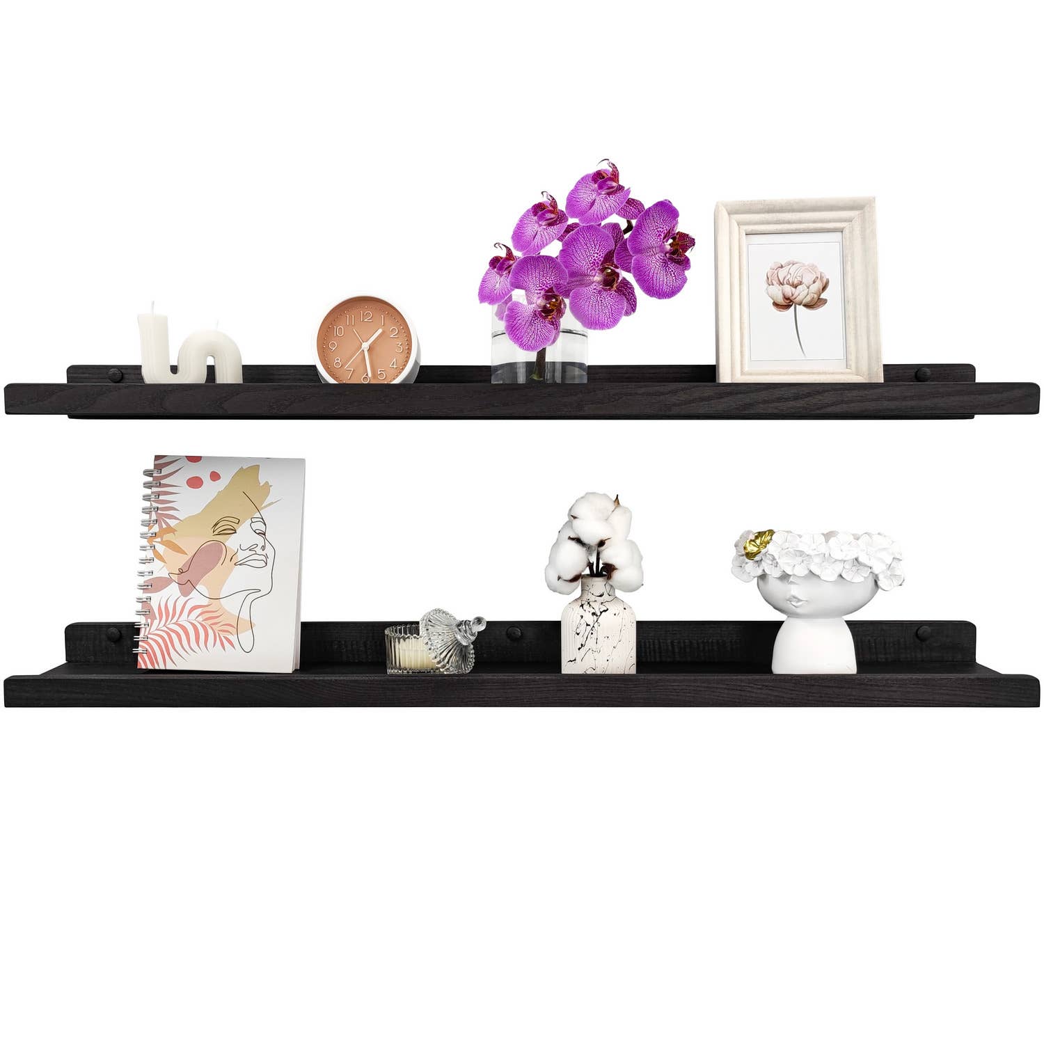 Wood Wedge - Vente Étagères murales - Étagères murales flottantes en frêne naturel avec rebord, lot de 2, 91 cm11