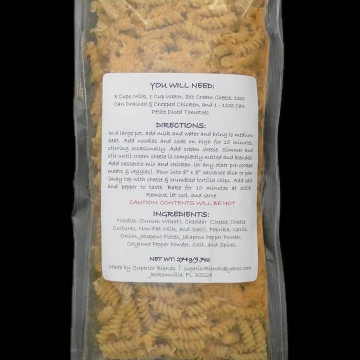 Superior Blends - Wholesale Pasta - White Cheddar Jalapeño Casserole Mix