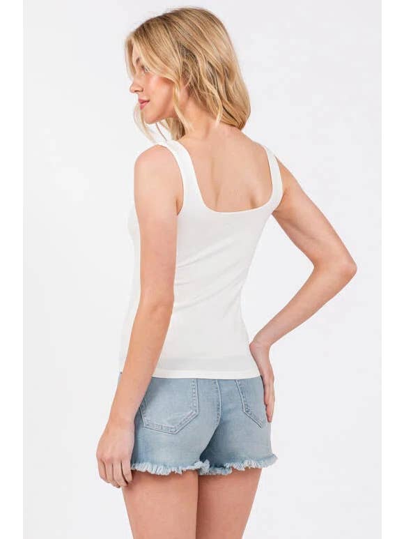 Final Touch - Wholesale Tank Top - Women's - Double Layer Square Neck Tank Top - T16608