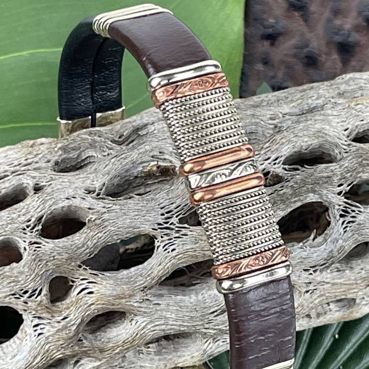 BR.ULB.0433 - Bracelet en cuir marron foncé pour homme pour la vente par HPSilver, LLC