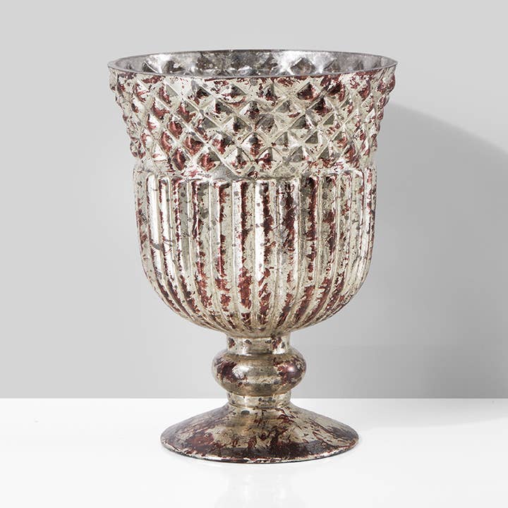 Jamali Garden - Wholesale Vase - Antique Silver Mercury Glass Compote, 4½ x 6in0