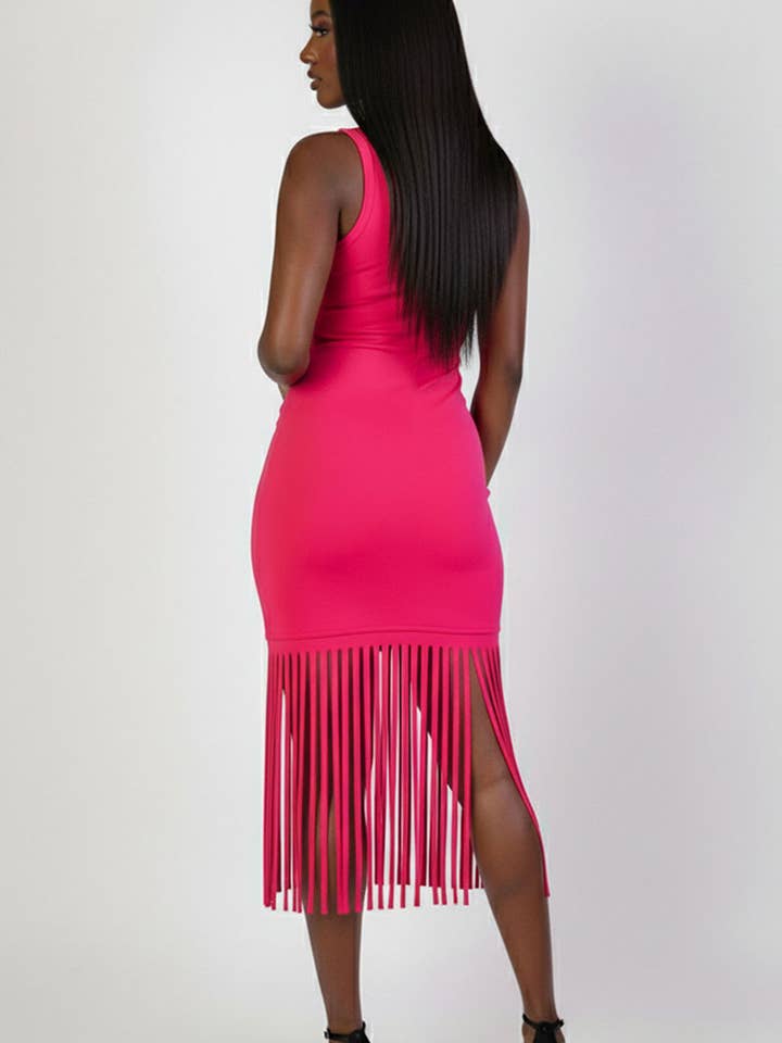 CAPELLA APPAREL - Wholesale Dress - Women's - Sleeveless Fringe Midi Dress5